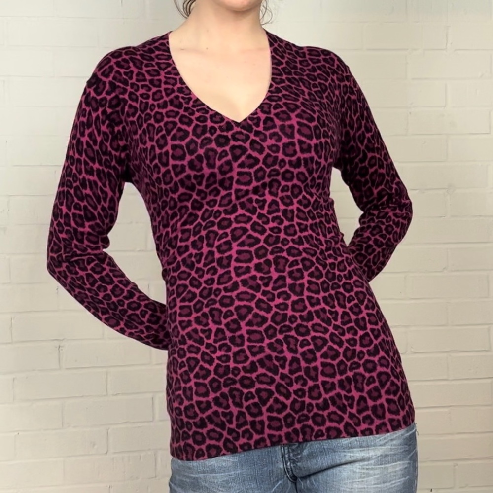 Michael Kors Pink Leopard Print Sweater - Picture 1 of 6